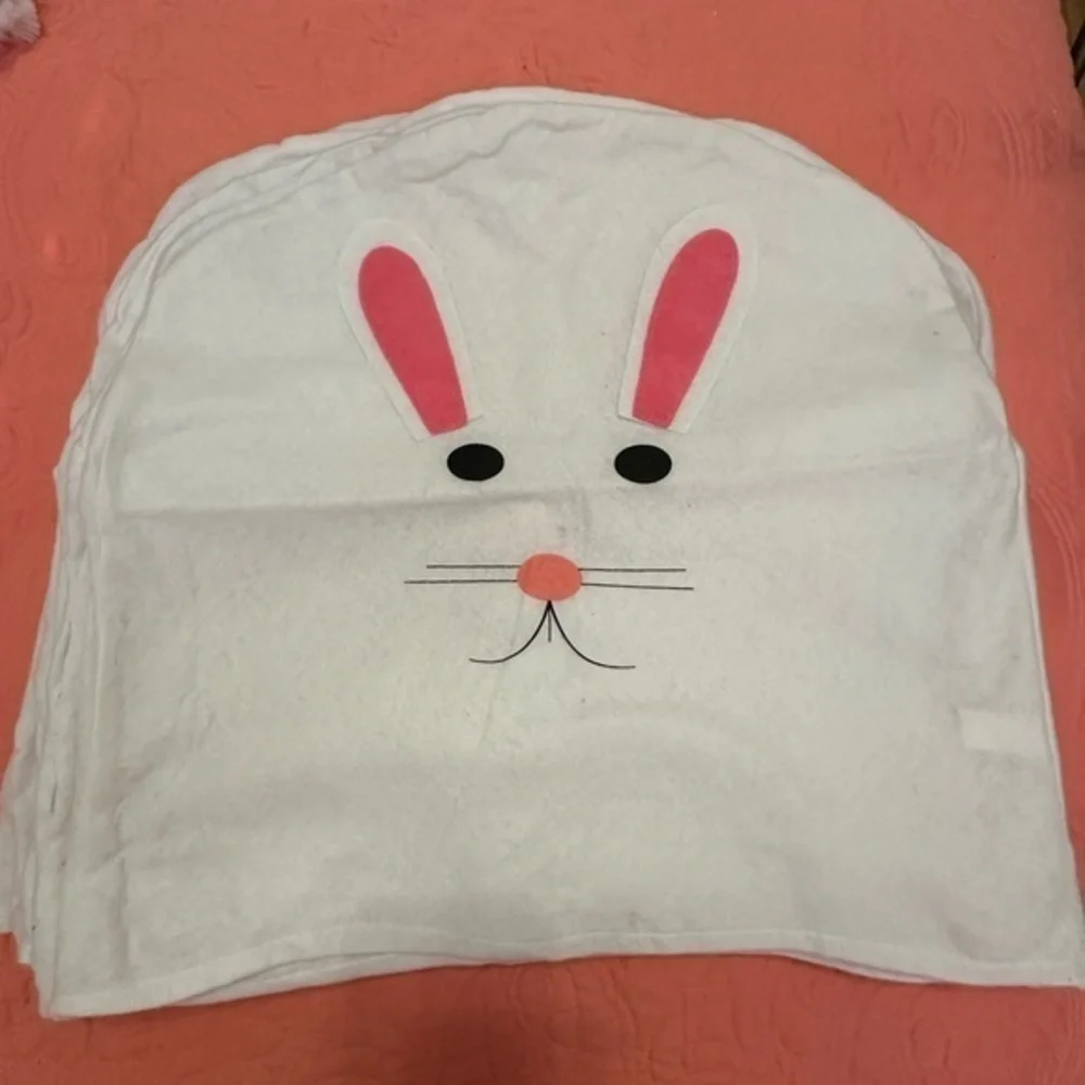White Bunny Hooded chair back covers with Pink Ears (8)
